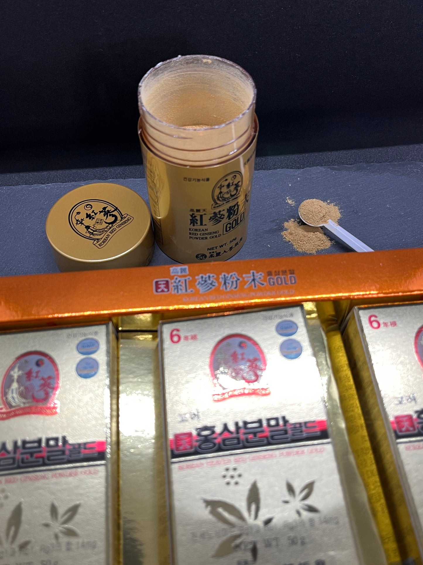 6YEARS Korean Heaven RED Ginseng Powder Gold - Ginseng Saponin GINSENOSIDE Natural Super Food Pure Powder 100% 150g (50g x 3)