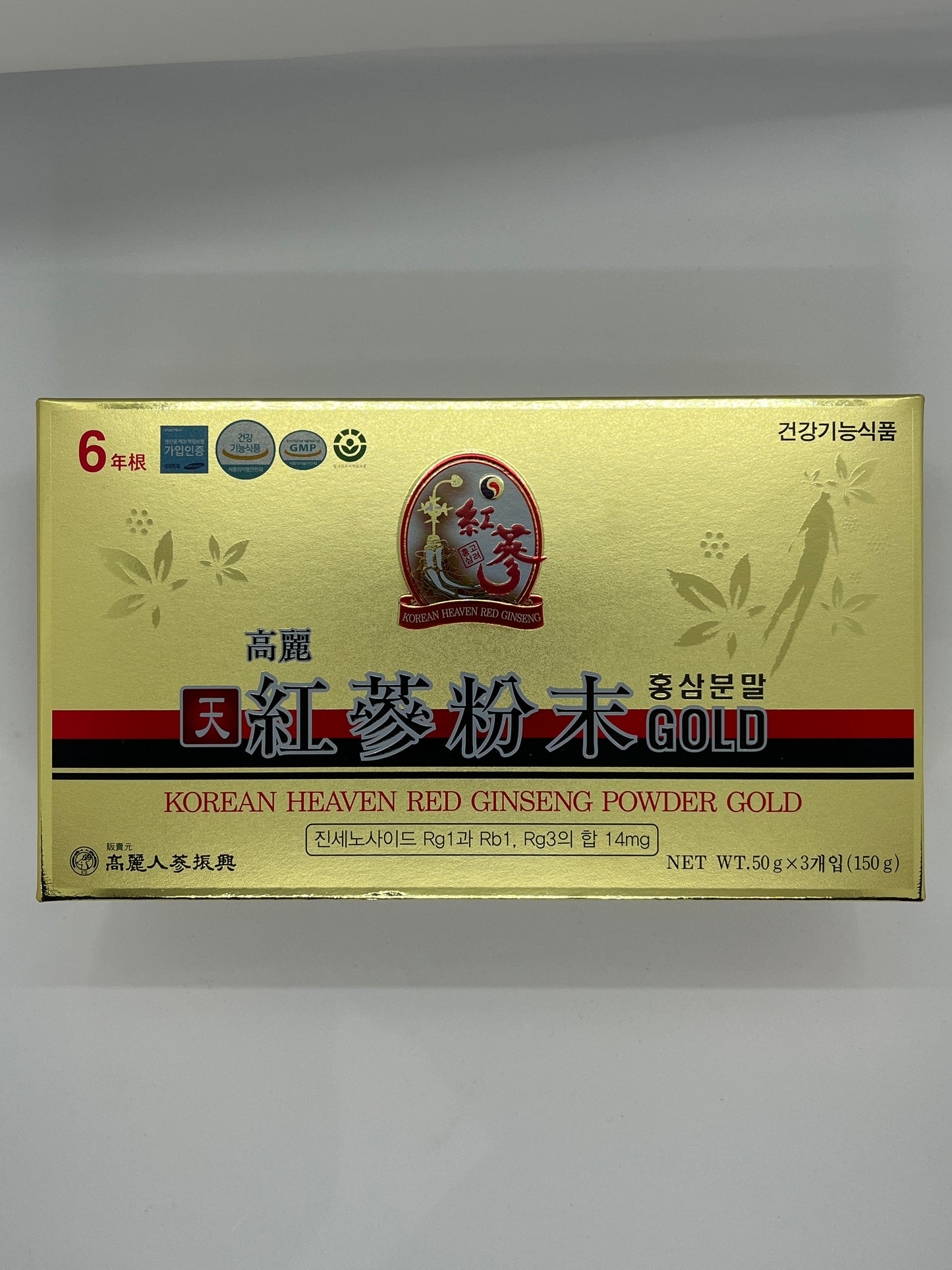 6YEARS Korean Heaven RED Ginseng Powder Gold - Ginseng Saponin GINSENOSIDE Natural Super Food Pure Powder 100% 150g (50g x 3)