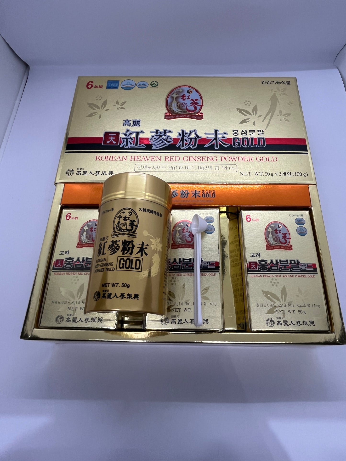 6YEARS Korean Heaven RED Ginseng Powder Gold - Ginseng Saponin GINSENOSIDE Natural Super Food Pure Powder 100% 150g (50g x 3)