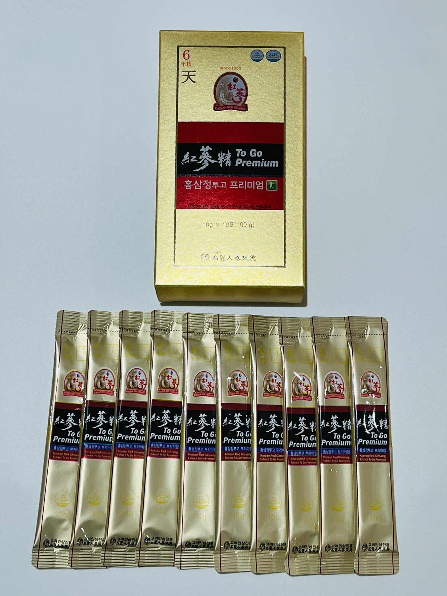Korean RED Ginseng Extract ToGo Premium - Energy Shot, Ginseng Saponin GINSENOSIDE Natural Super Food (10g x 10 Sticks)