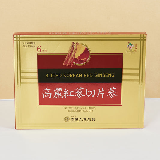 6Years Sliced Korean RED Ginseng HONEYED - Ginseng Saponin GINSENOSIDE Natural Food Healthy Snack (20g x 10 Pouches)