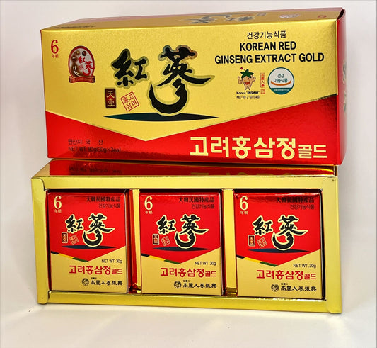 6YEARS Korean RED Ginseng Extract Gold - Ginseng Saponin GINSENOSIDE Natural Super Food Pure Extract 100% (30gx3)