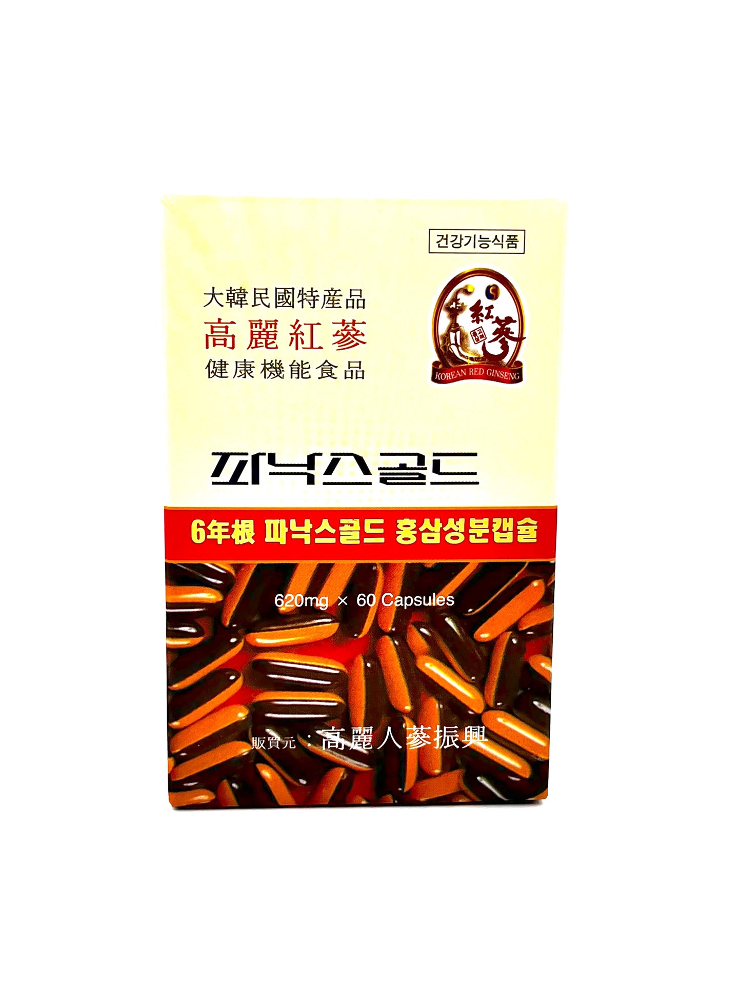 6YEARS KOREAN RED GINSENG PANAX GOLD CAPSULE - SAPONIN GINSENOSIDE NATURAL SUPER FOOD 620mg x 60 Capsules