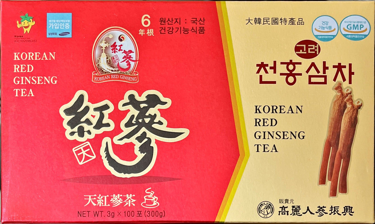 6YEARS KOREAN RED GINSENG TEA GINSENG SAPONIN GINSENOSIDE NATURAL SUPER FOOD (3g x 100 Sachets)